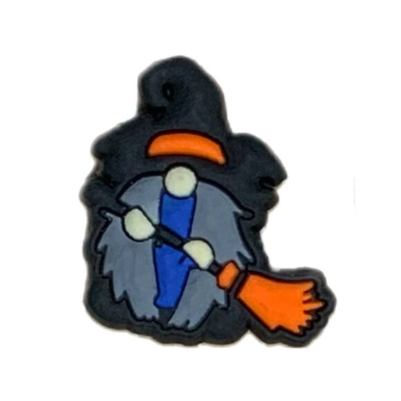 Halloween Gnome Witch Hat Wizard Broom Pumpkin Croc Charm Set of 3 - Picture 3 of 11